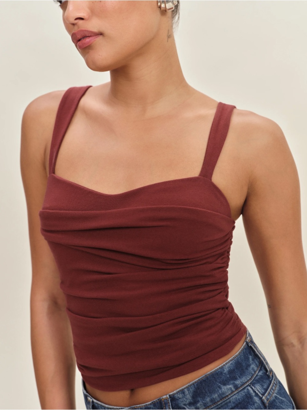 Reformation Trish Top in Chianti Wine Medium $78
